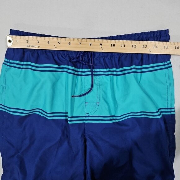 Old Navy Mens Medium Tall Blue Teal Striped Swim Trunks Board Shorts Surf - Picture 6 of 9